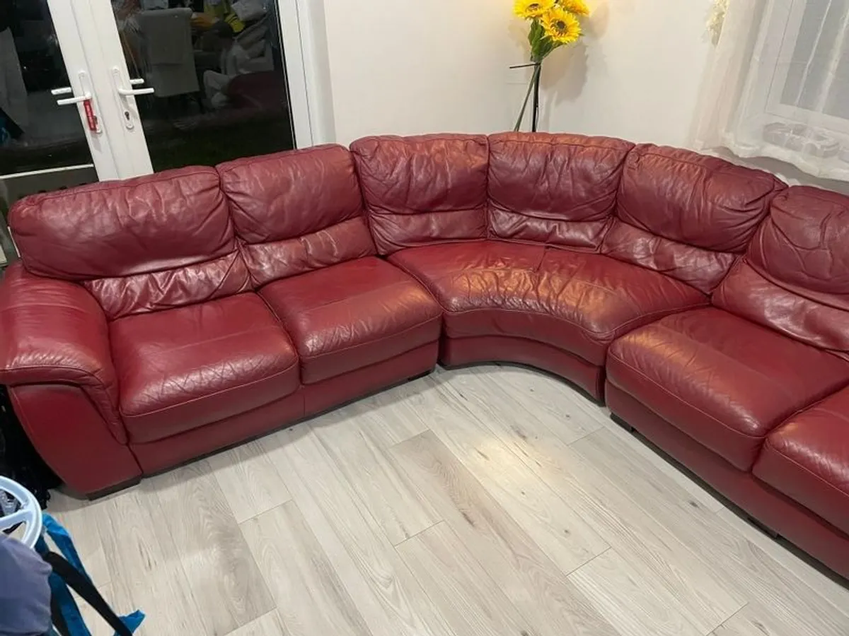 Italian Leather Designer Sofa - Image 1