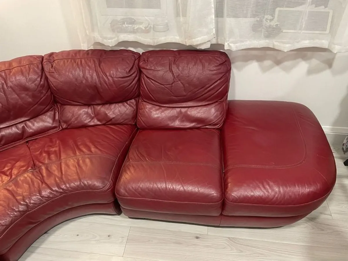 Italian Leather Designer Sofa - Image 2