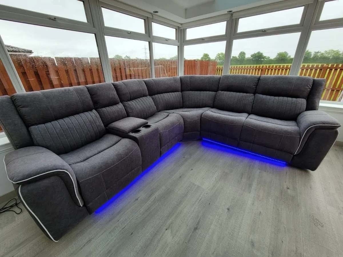 New Hannan Electric Fabric Recliner Sofa Led Light - Image 1