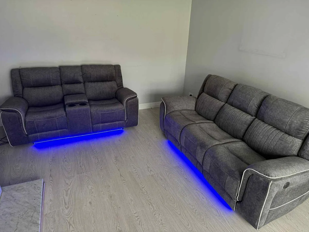 New Hannan Electric Fabric Recliner Sofa Led Light - Image 2