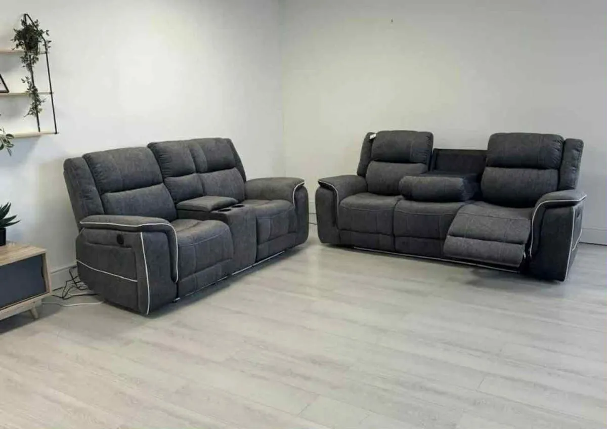 New Hannan Electric Fabric Recliner Sofa Led Light - Image 3
