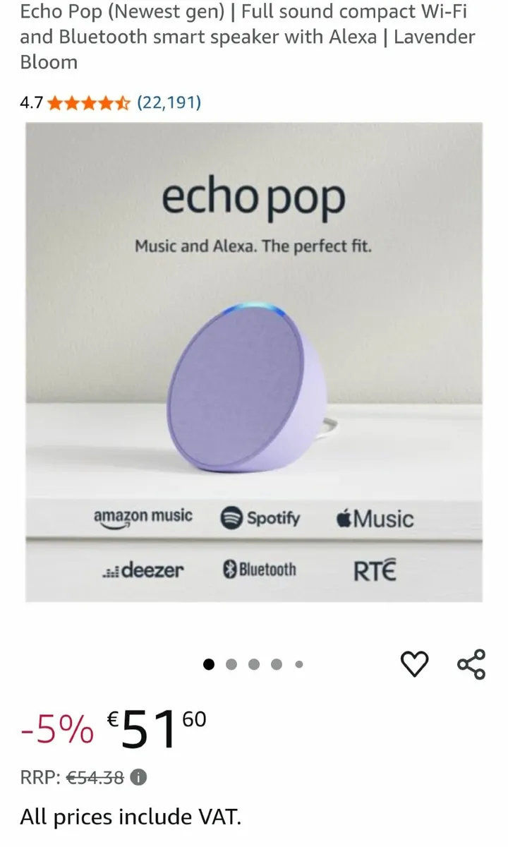 Lavendar Echo Pop (Alexa) Smart Speaker - Image 1