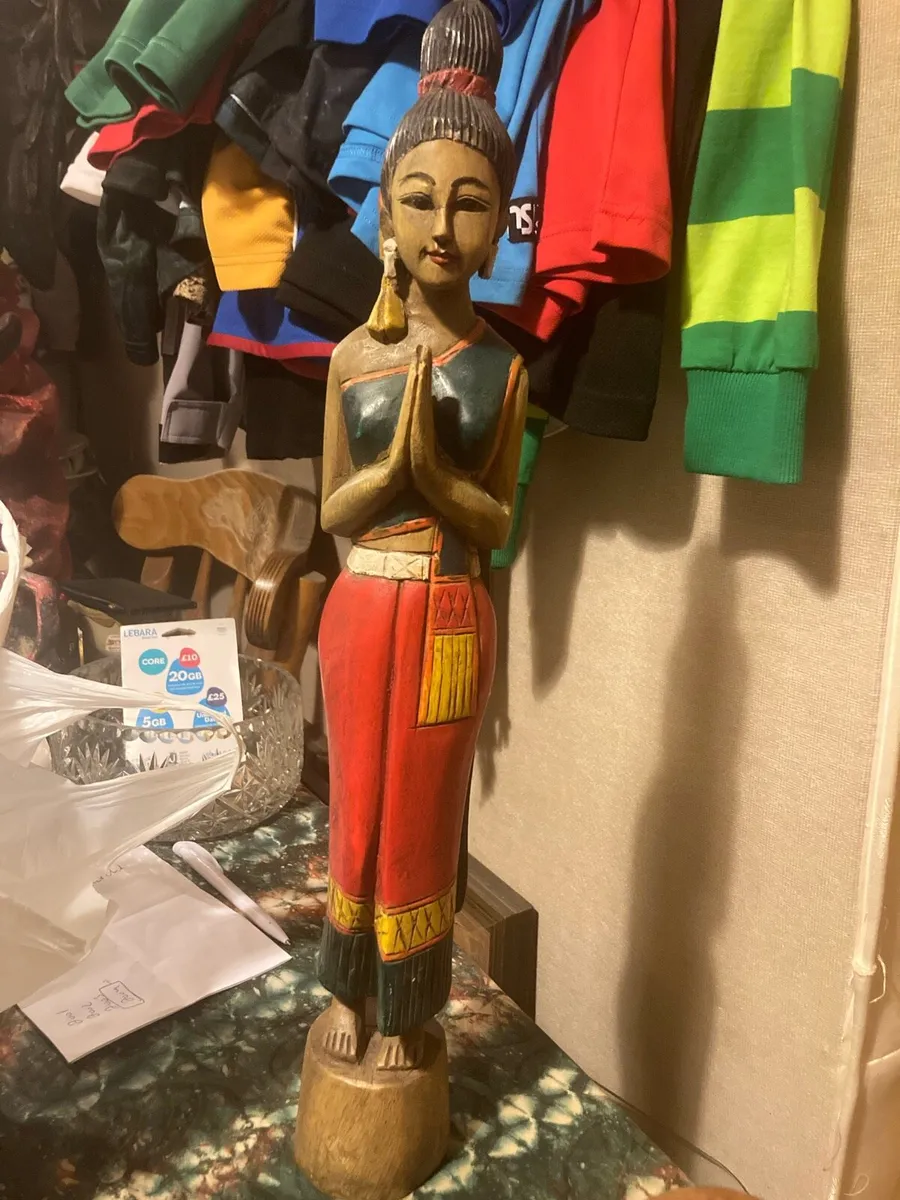 Thai lady god figure hand craved free postage