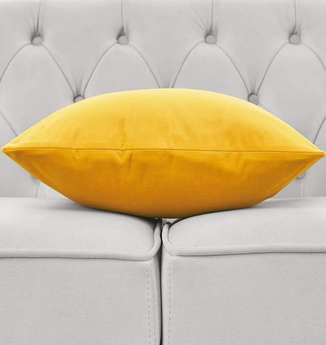 Set of two yellow velvet cushions, cushion - Image 4
