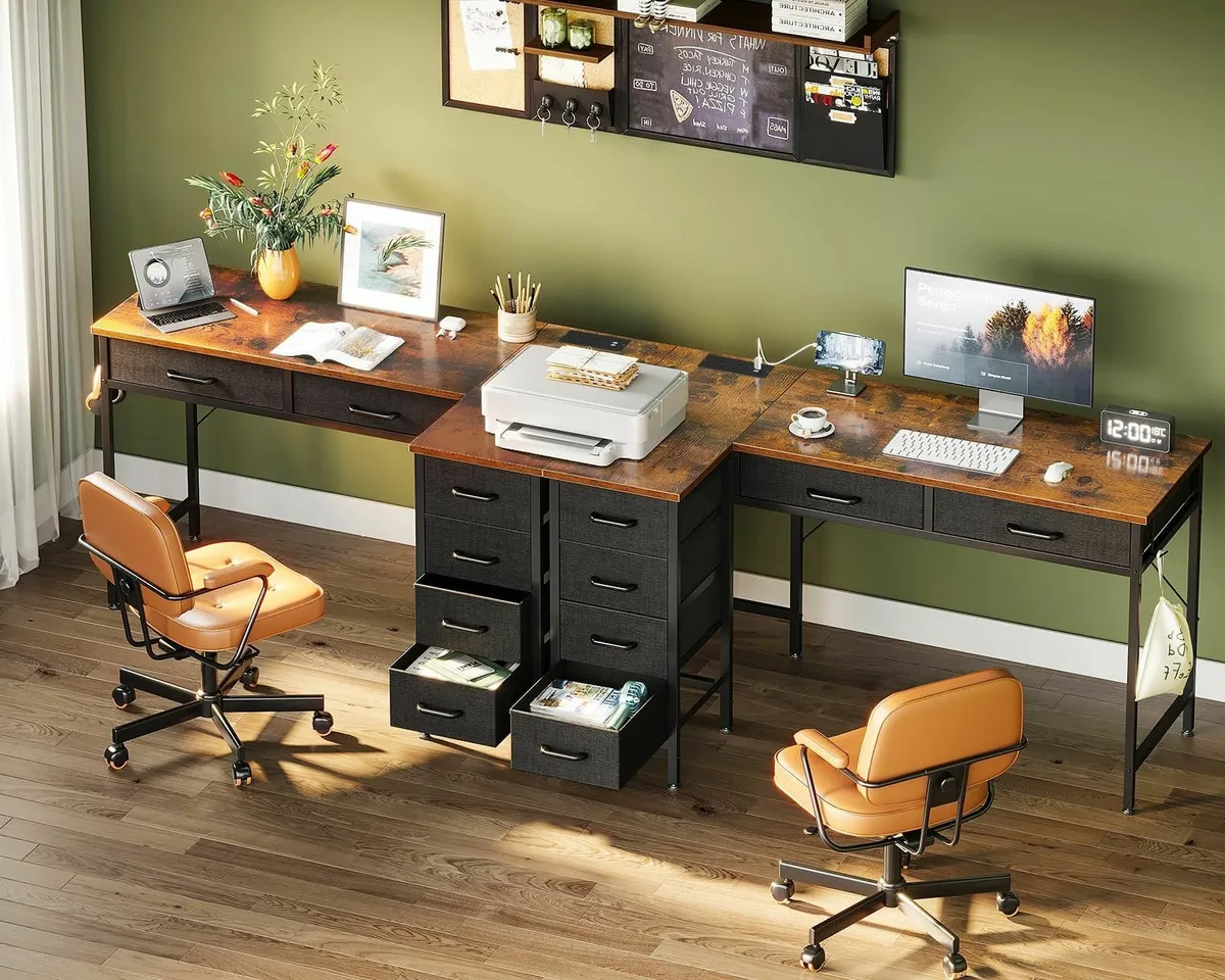 Corner Desk Drawers 126×80 cm L Shaped Computer Po - Image 4