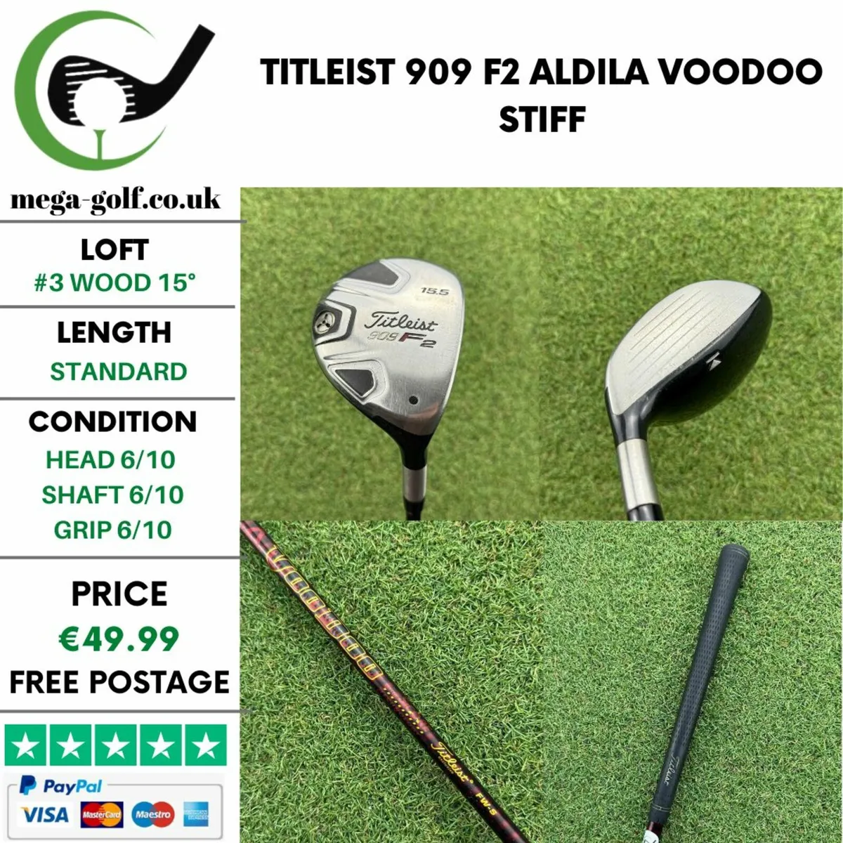 Titleist 909 F2 #3 Wood 15.5° /Aldila Voodoo Stiff - Image 1