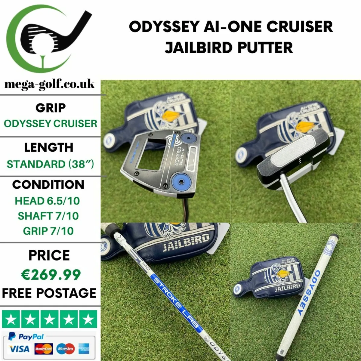 Odyssey Ai-One Cruiser Jailbird Putter / 38″ - Image 1