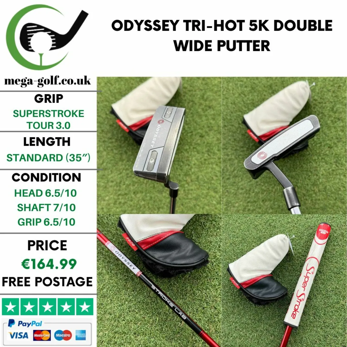 Odyssey Tri-Hot 5K Double Wide Putter / 35″ - Image 1