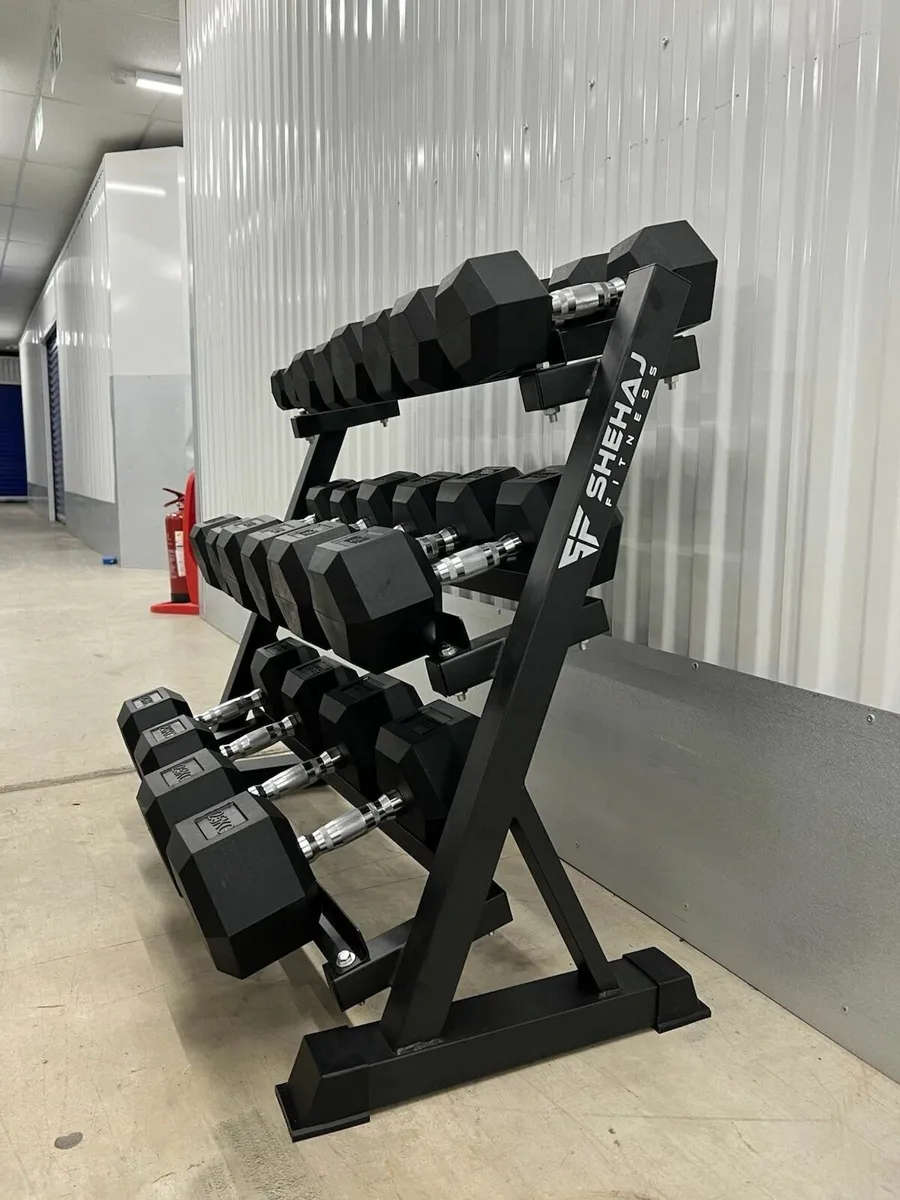 2.5-25kg Hex Dumbbell Set With 3 Tier Rack - Image 2
