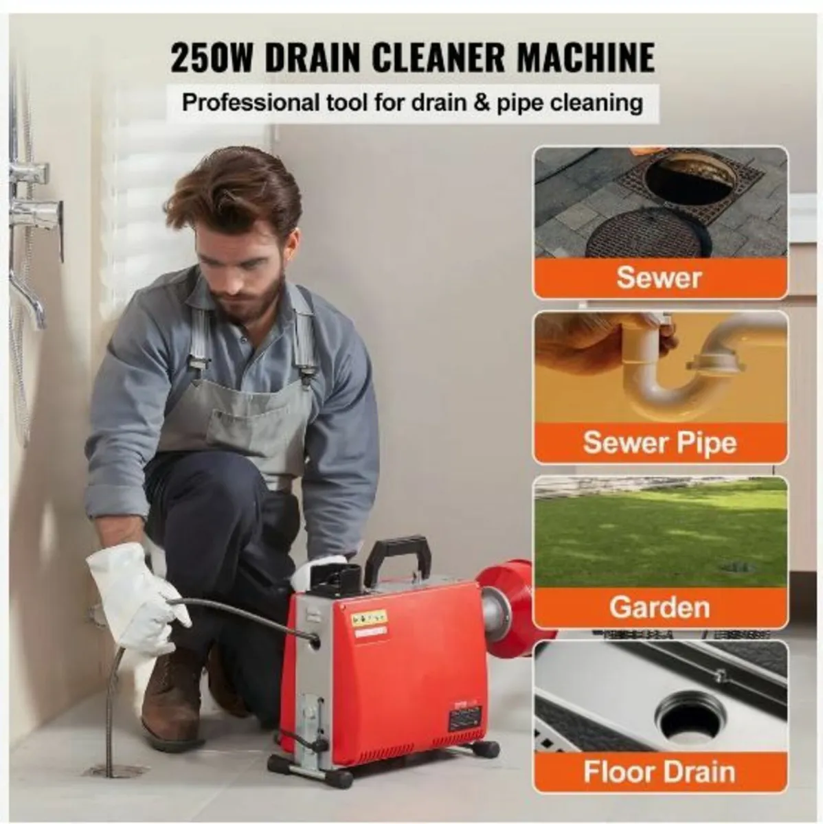 Drain Cleaner Machine 20m x 16mm 250W - Image 2