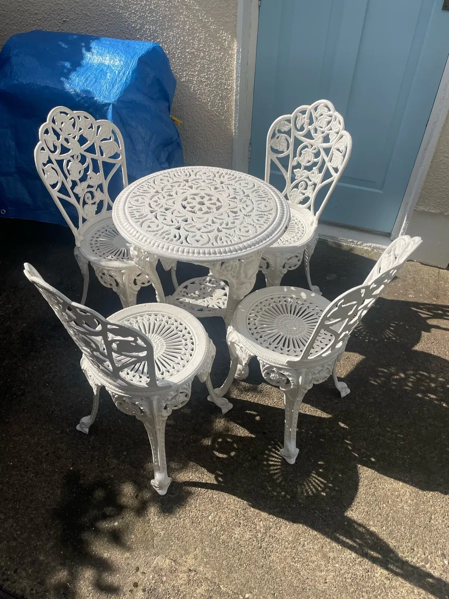 Cast iron table and chairs for sale - Image 2