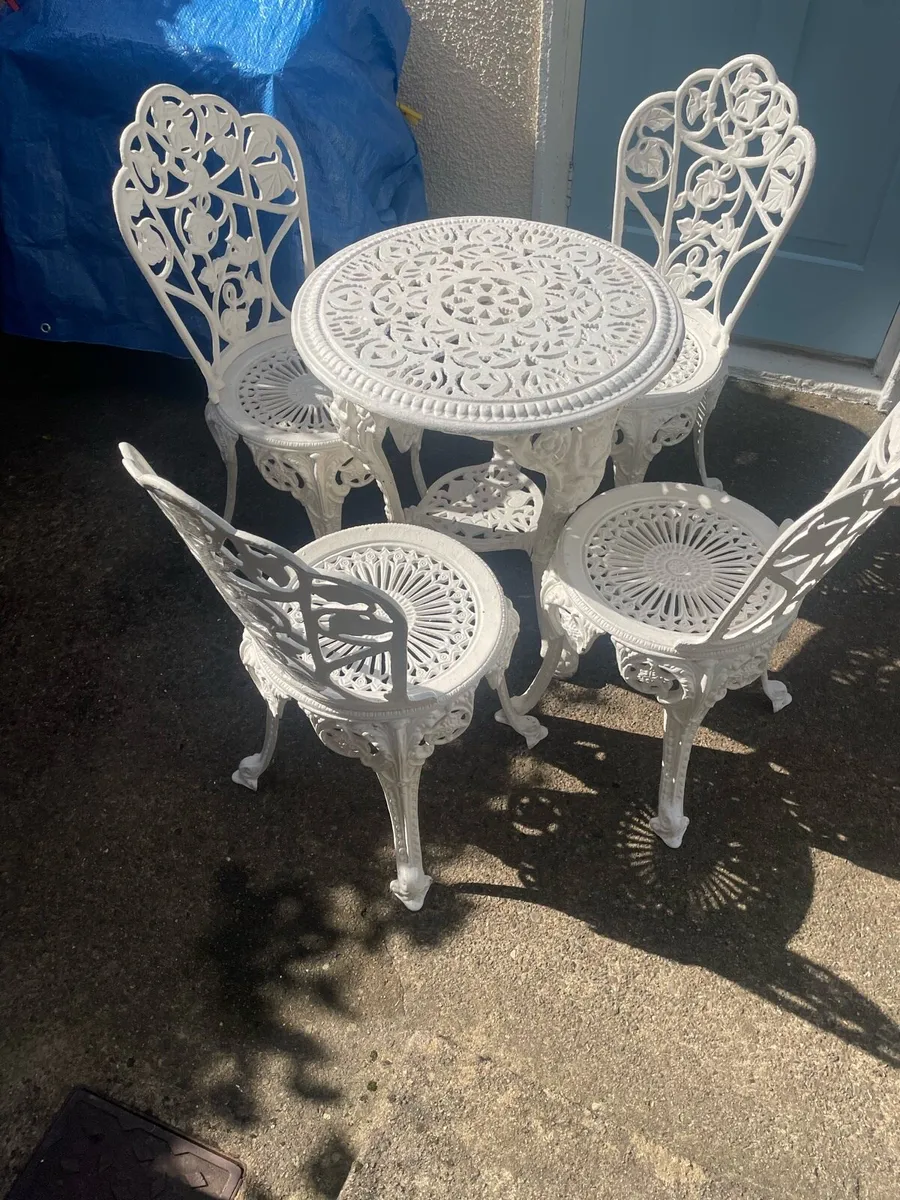 Cast iron table and chairs for sale - Image 3