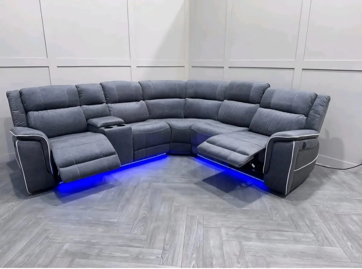 New Hannan Grey Fabric Electric Recliner Sofa - Image 3