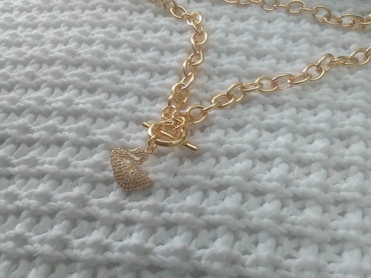 GOLD PLATED CHUNKY T .BAR CHAIN NECKLACE 18"  NEW - Image 2