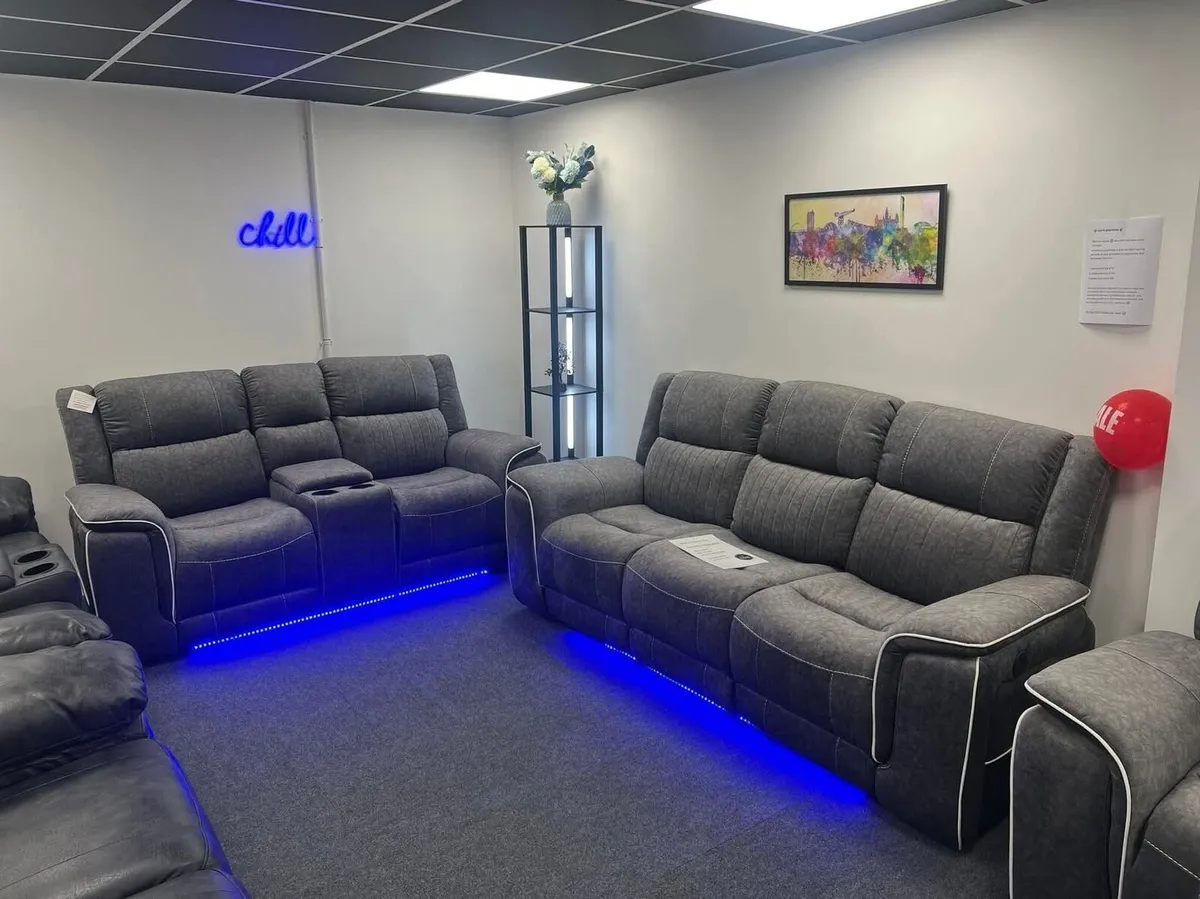 New Hannan Grey Fabric Electric Recliner Sofa - Image 2