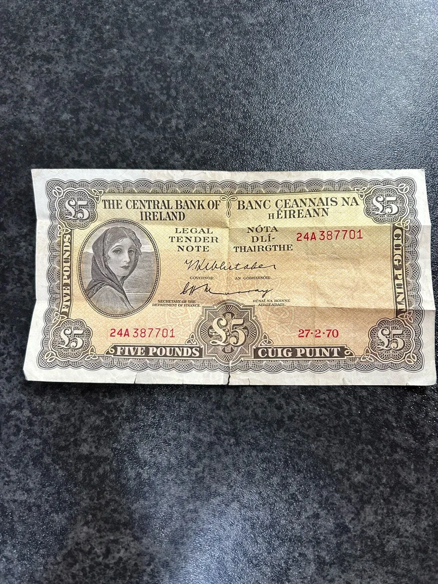 Irish 5 Pound Note 1970 - Image 1