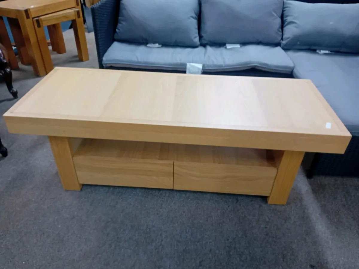 Modern Oak Effect Coffee Table With Drawers - Image 1