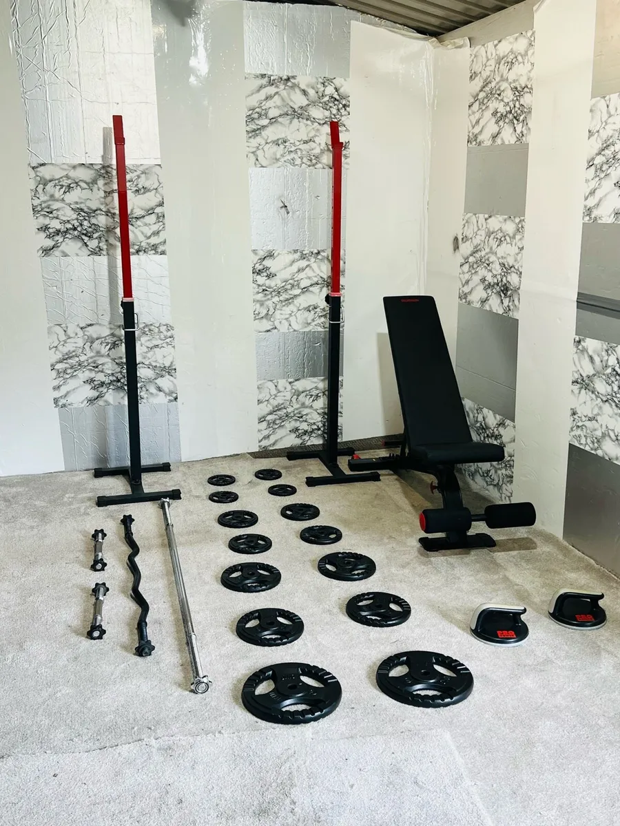 CAST IRON TRI-GRIP WEIGHTS RACK BARBELL BENCH ++ - Image 2