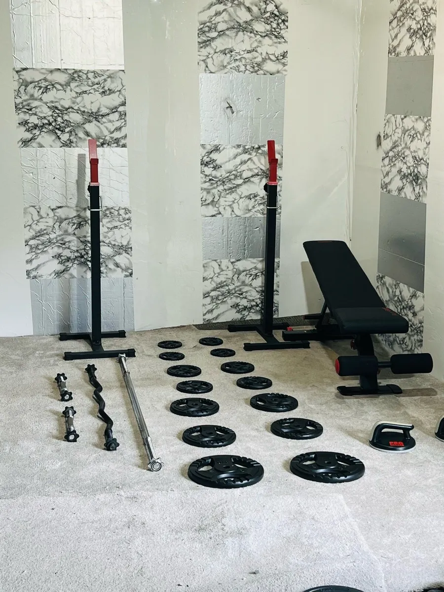 CAST IRON TRI-GRIP WEIGHTS RACK BARBELL BENCH ++ - Image 3