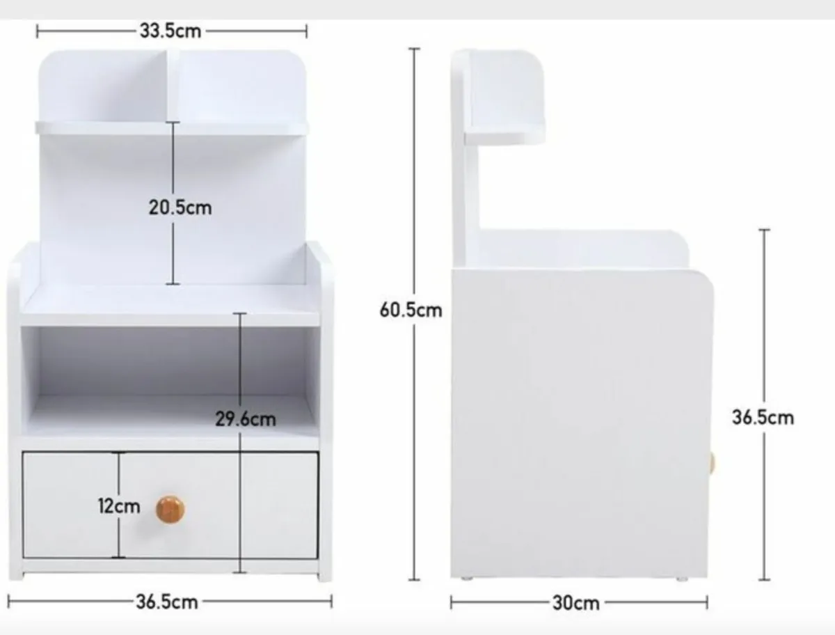 Wooden 1-Drawer Bedside Table - Image 1