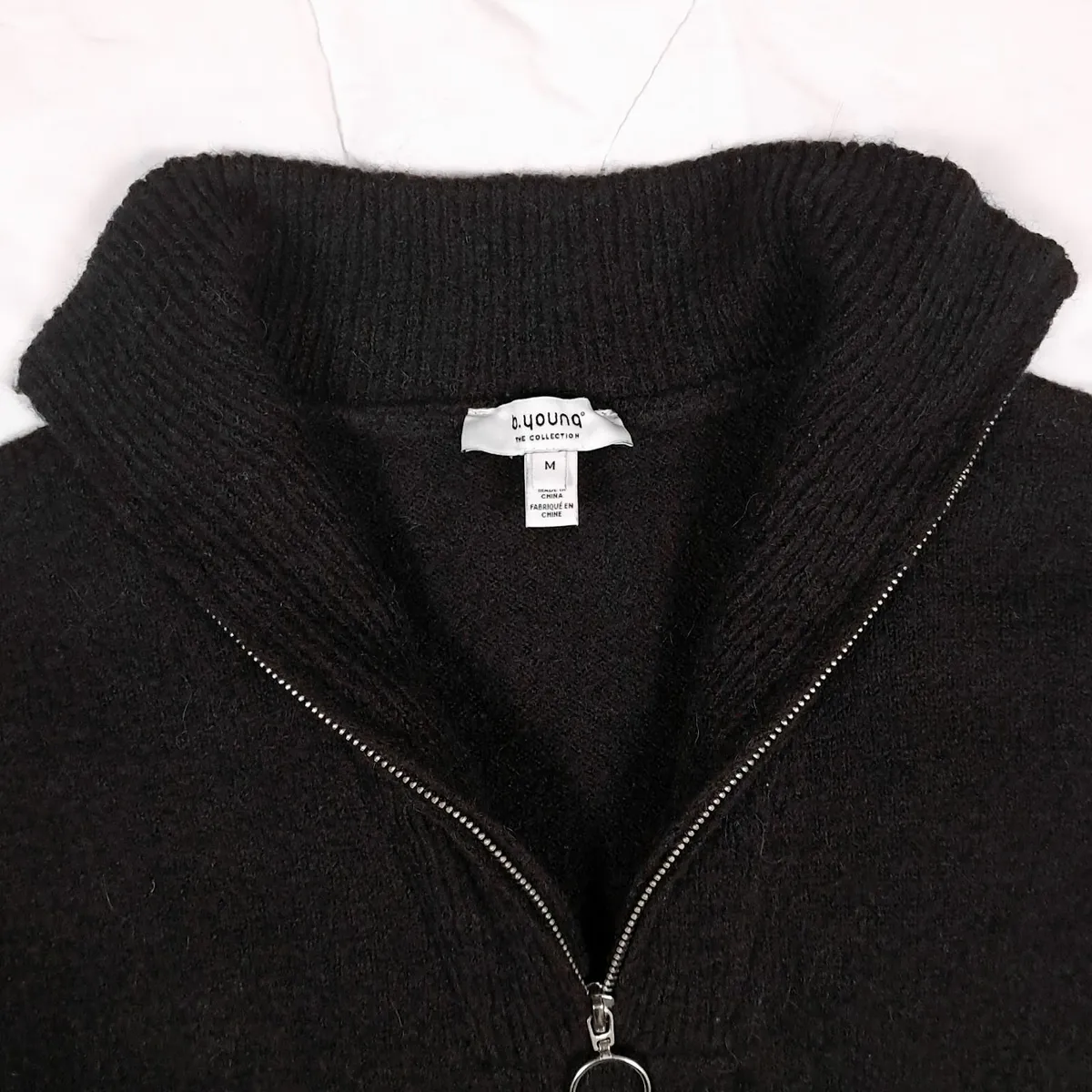 b.young Black Half Zip Knit Dress Wool Size M - Image 2