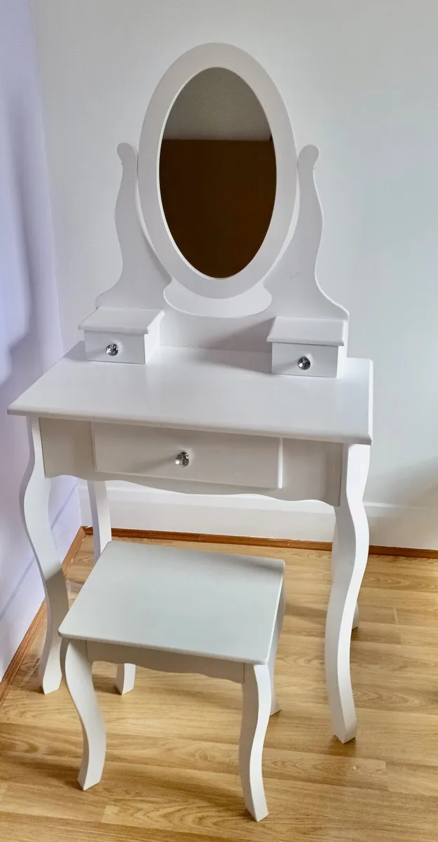Girls Dressing Table with Mirror and Stool - Image 1