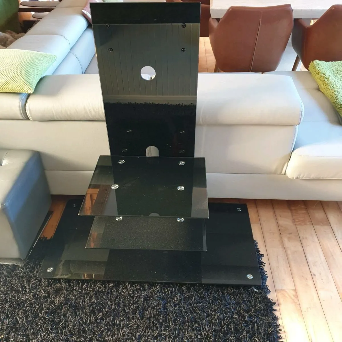 Black glass TV stand - Image 1