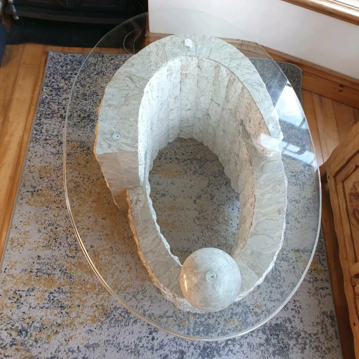 Marble Coffee table with glass top - Image 1