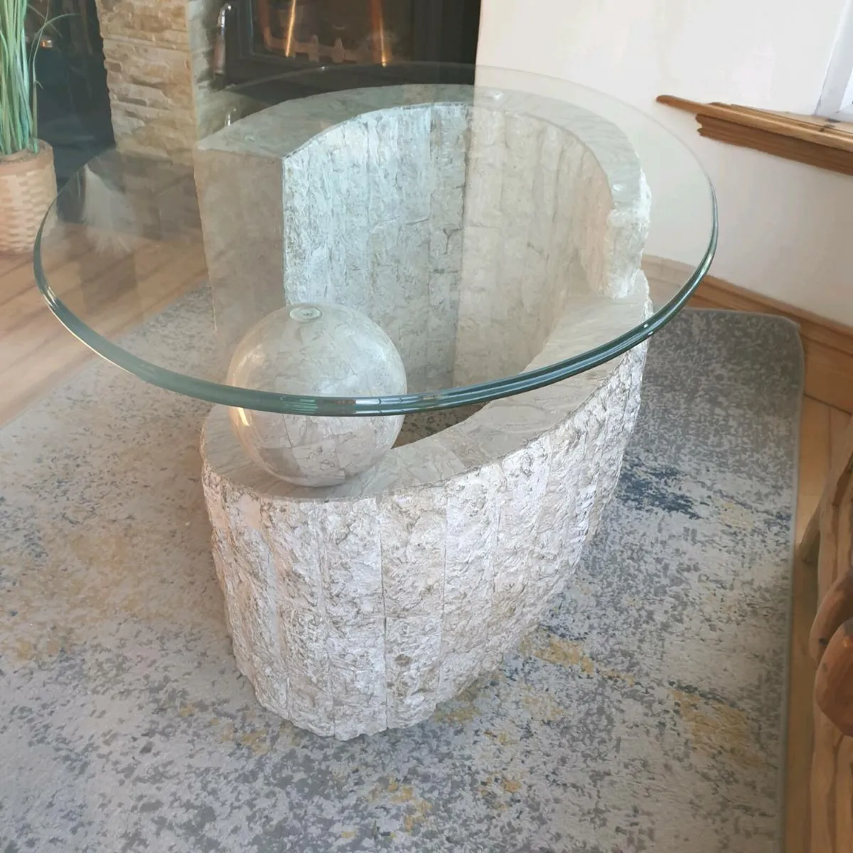 Marble Coffee table with glass top - Image 2