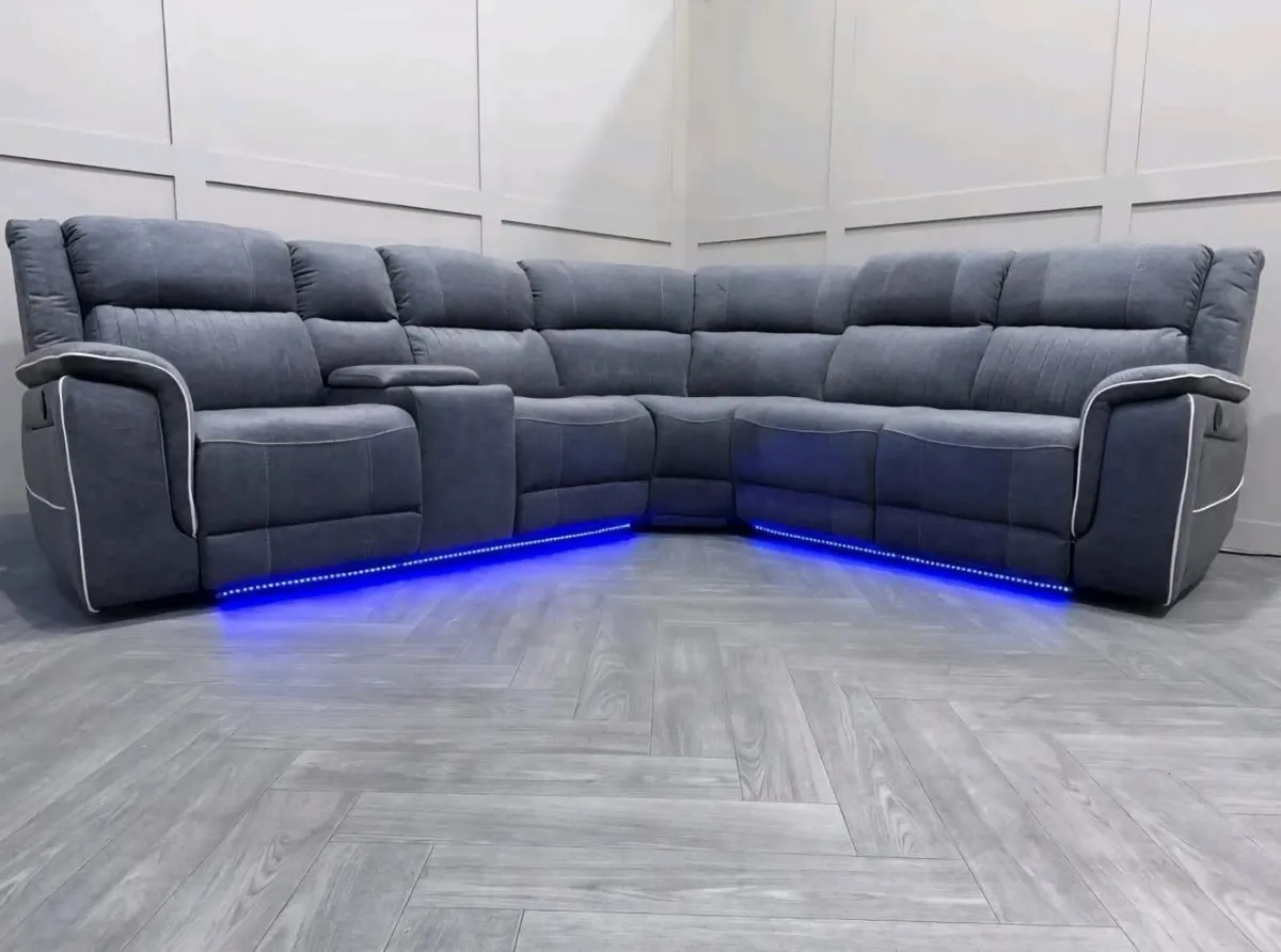 New Hannan Grey Fabric Electric Sofa Led Lights - Image 4