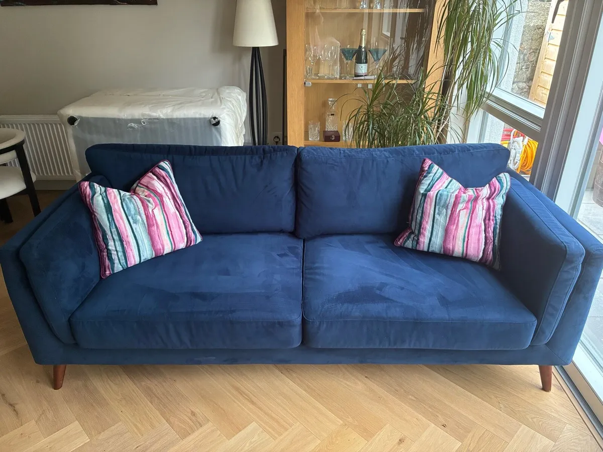 Navy velvet Sofa - Image 1