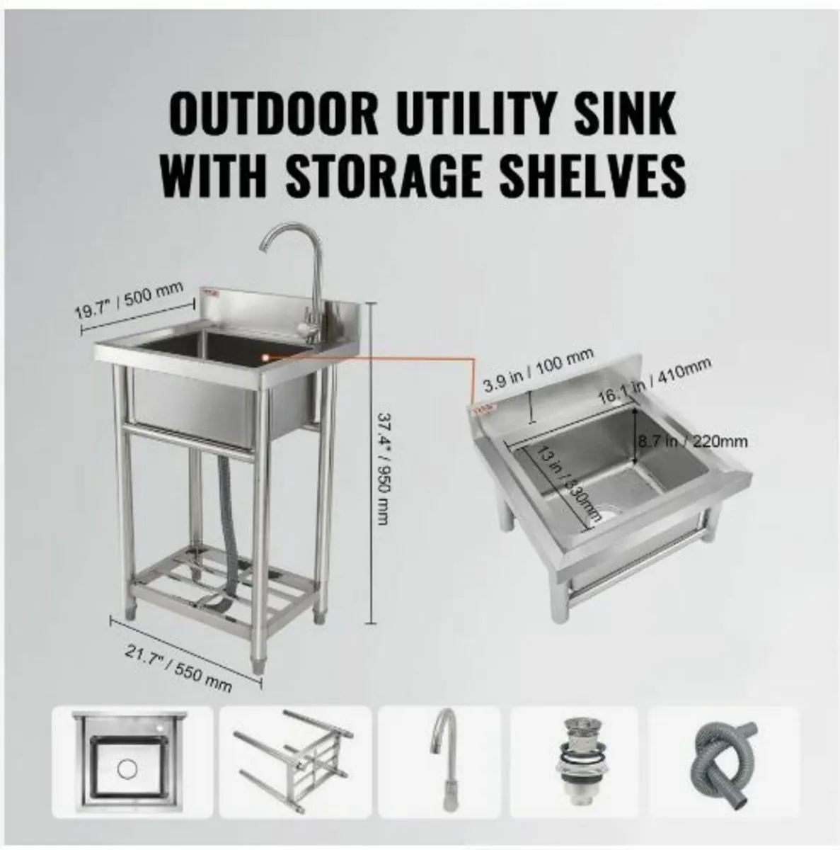 Stainless Steel Utility Sink - Image 2