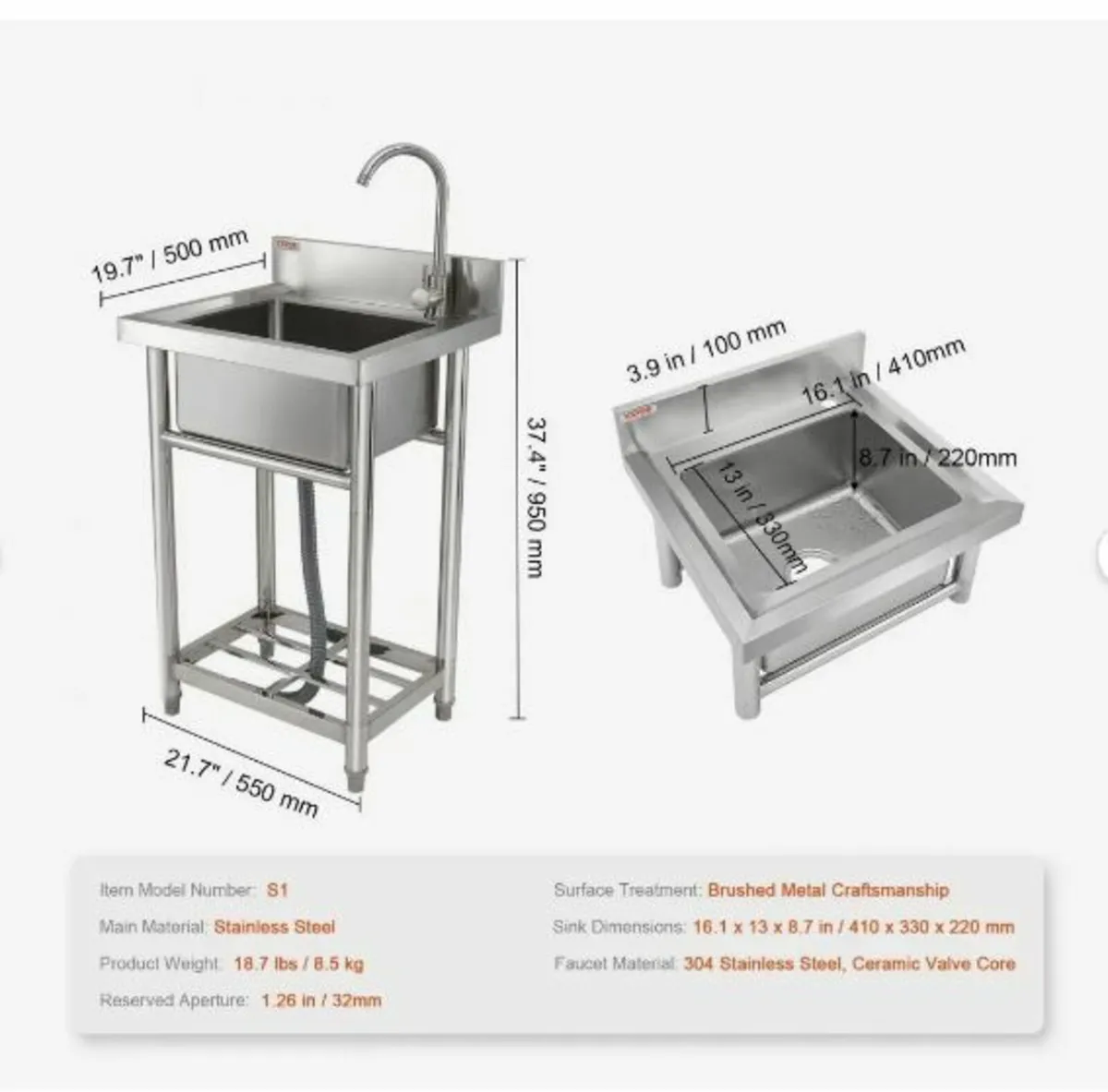Stainless Steel Utility Sink - Image 4