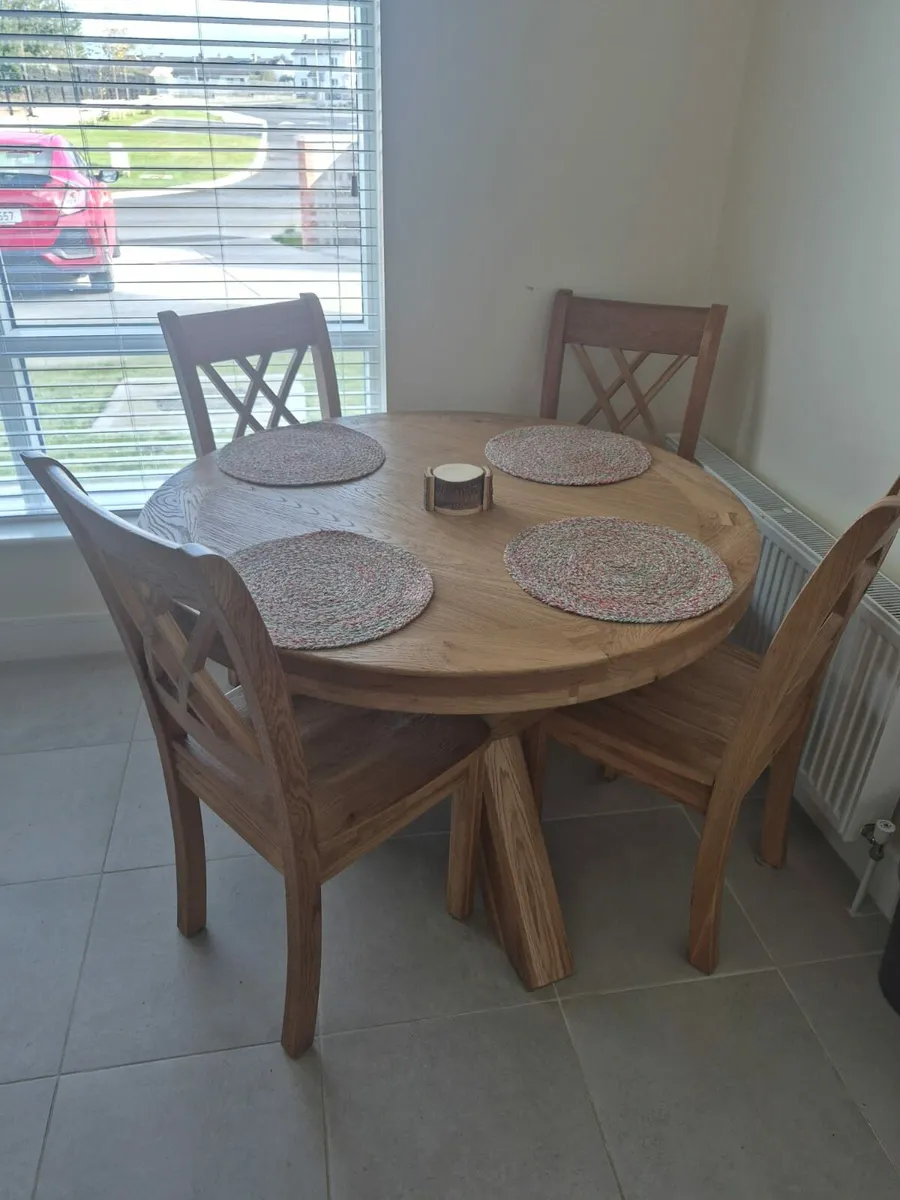 Solid Wood Table and Chairs - Image 2