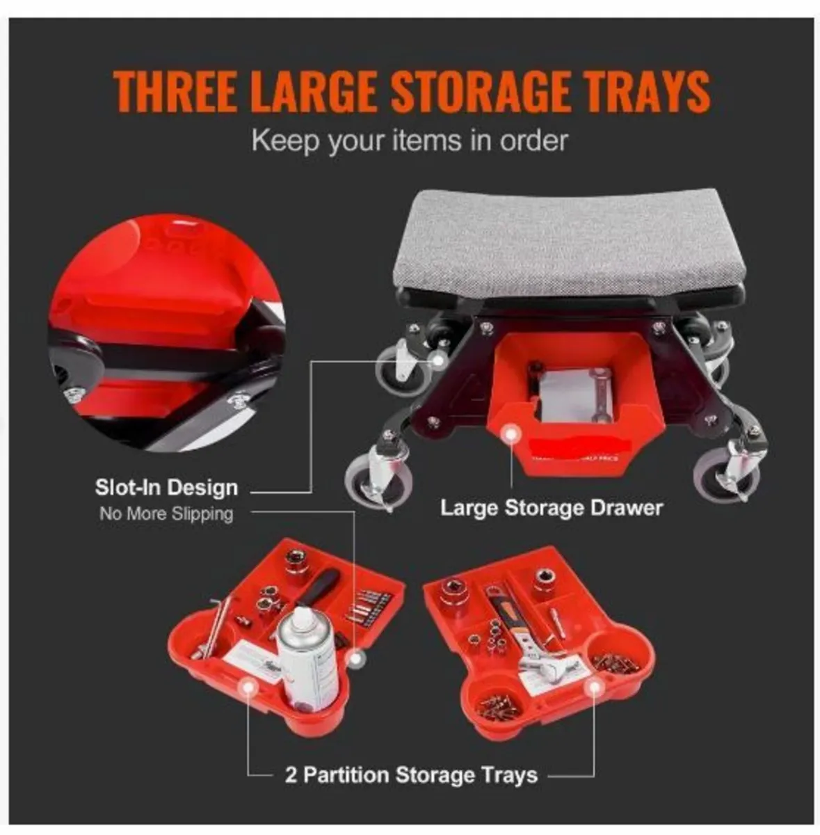 Mechanics Stool, 136.1kg Capacity - Image 2