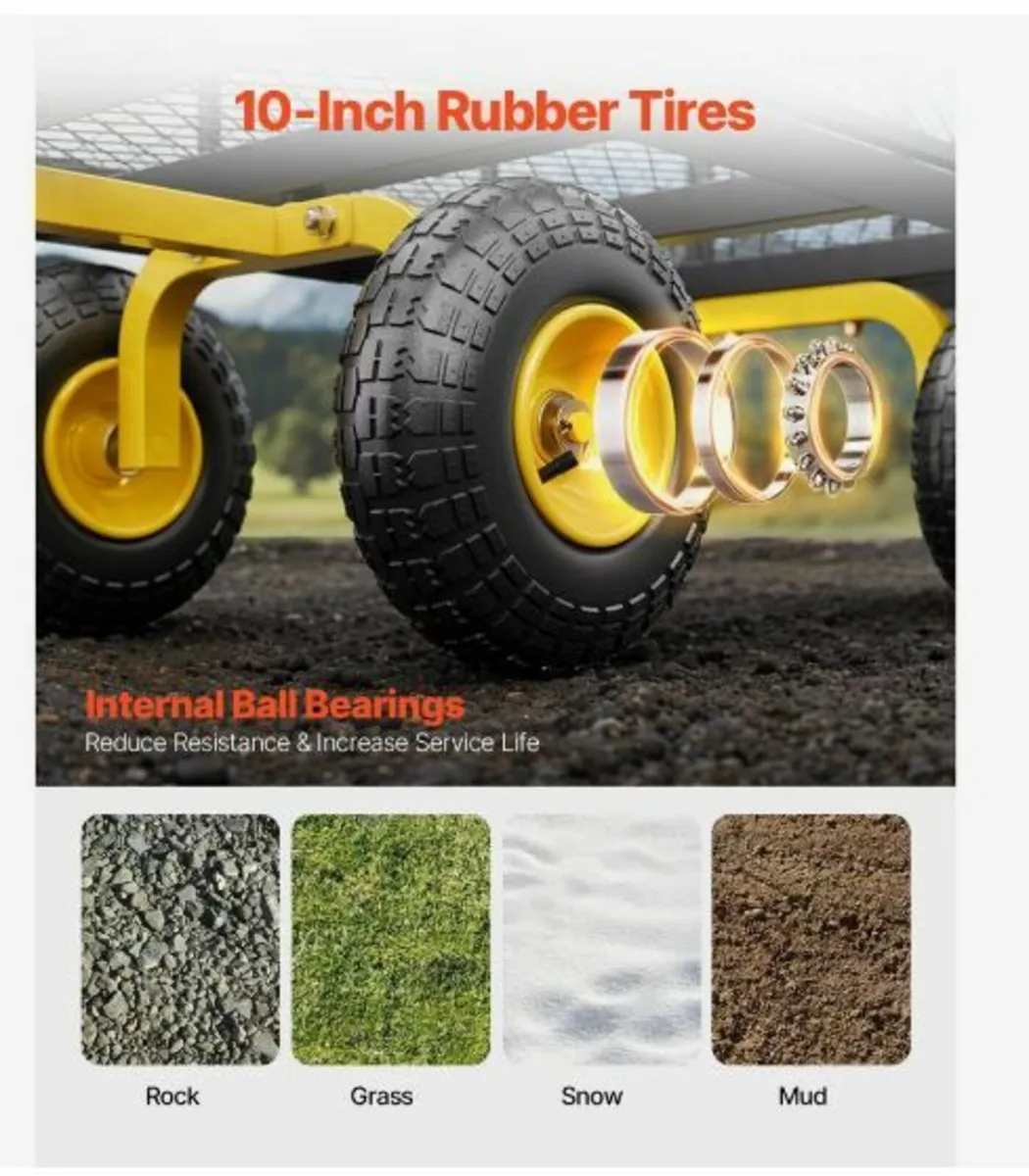 900 Lbs Heavy Duty Steel Garden Cart - Image 2