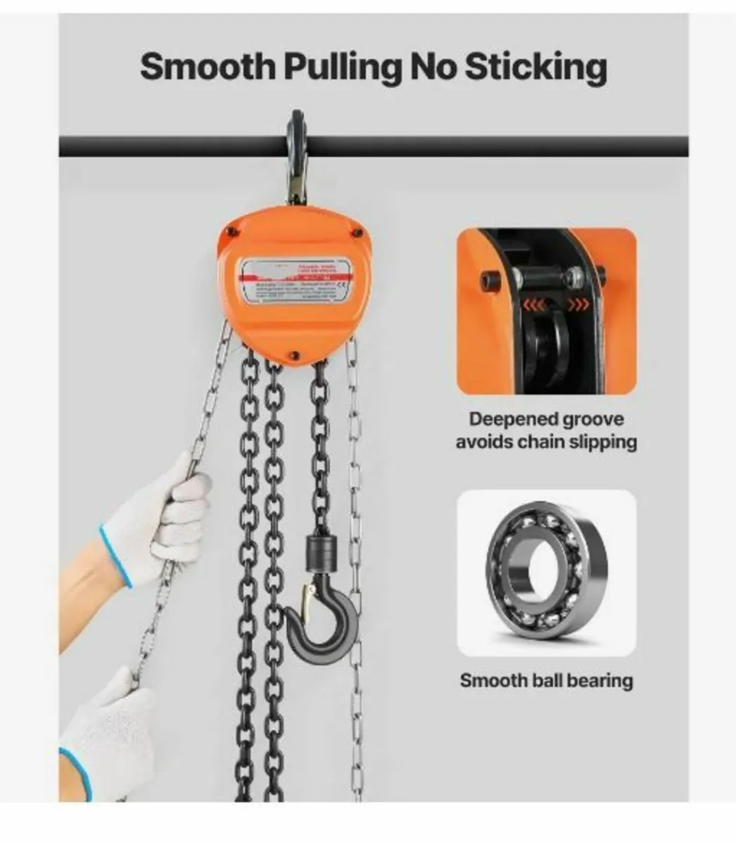 Hand Chain Hoist, 1 Ton 2200 lbs - Image 3