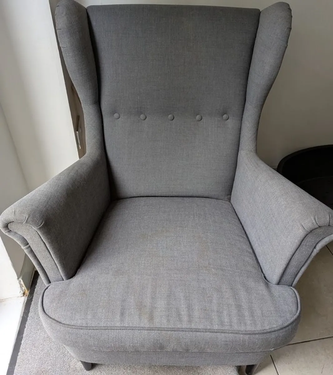 IKEA STRANDMON: 2 armchairs + footstool - good condition (Galway) - Image 1