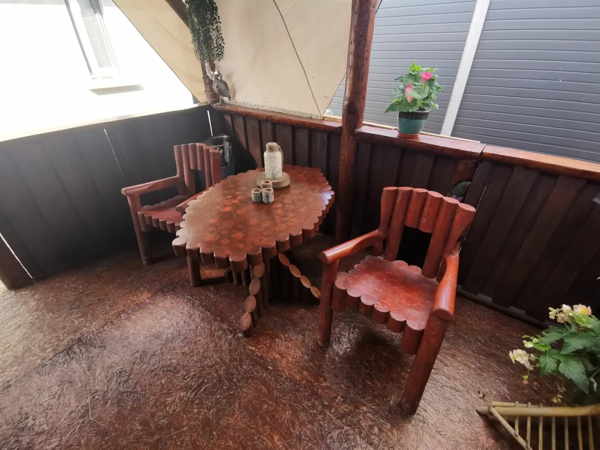 Table and two wooden chairs for the terrace+box - Image 2