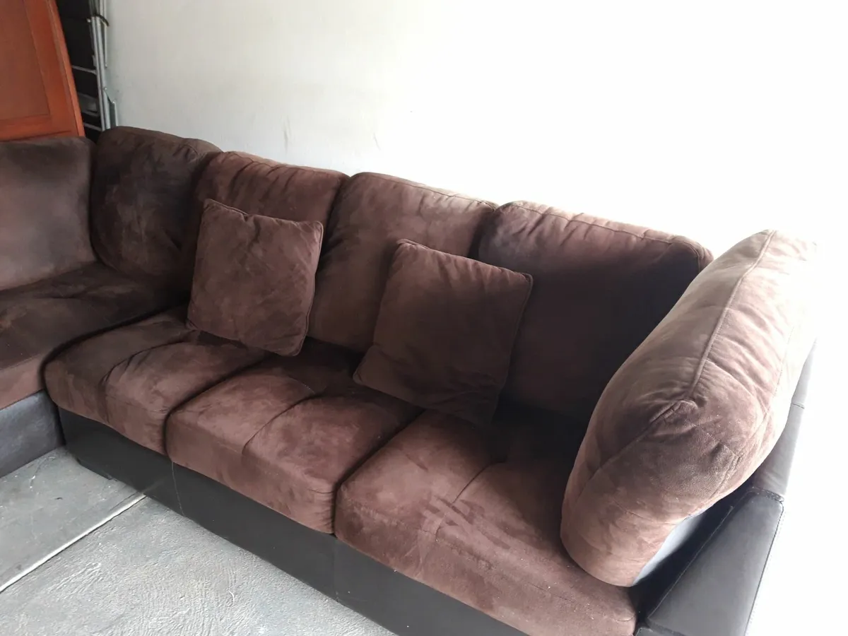 Brown Fabric Sectional Sofa - Image 1