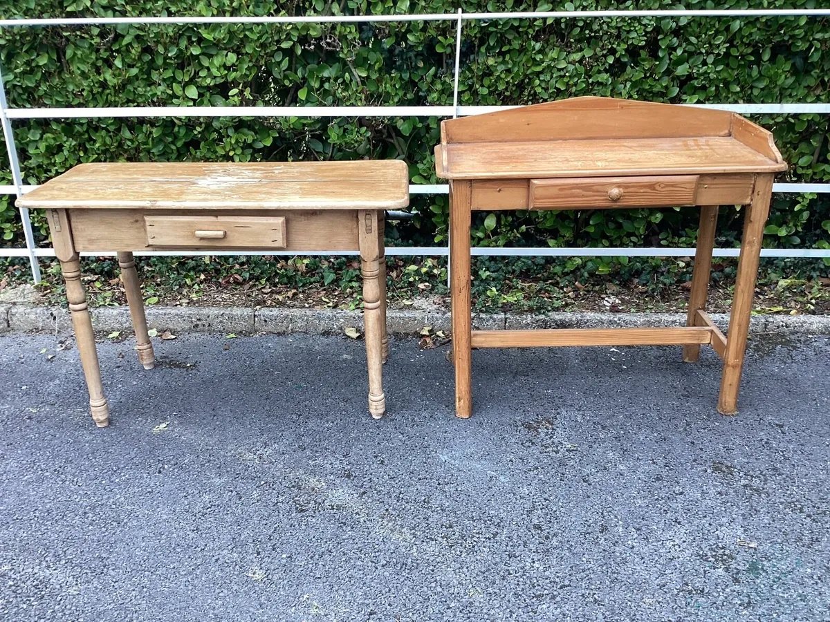 Two antique pine console tables