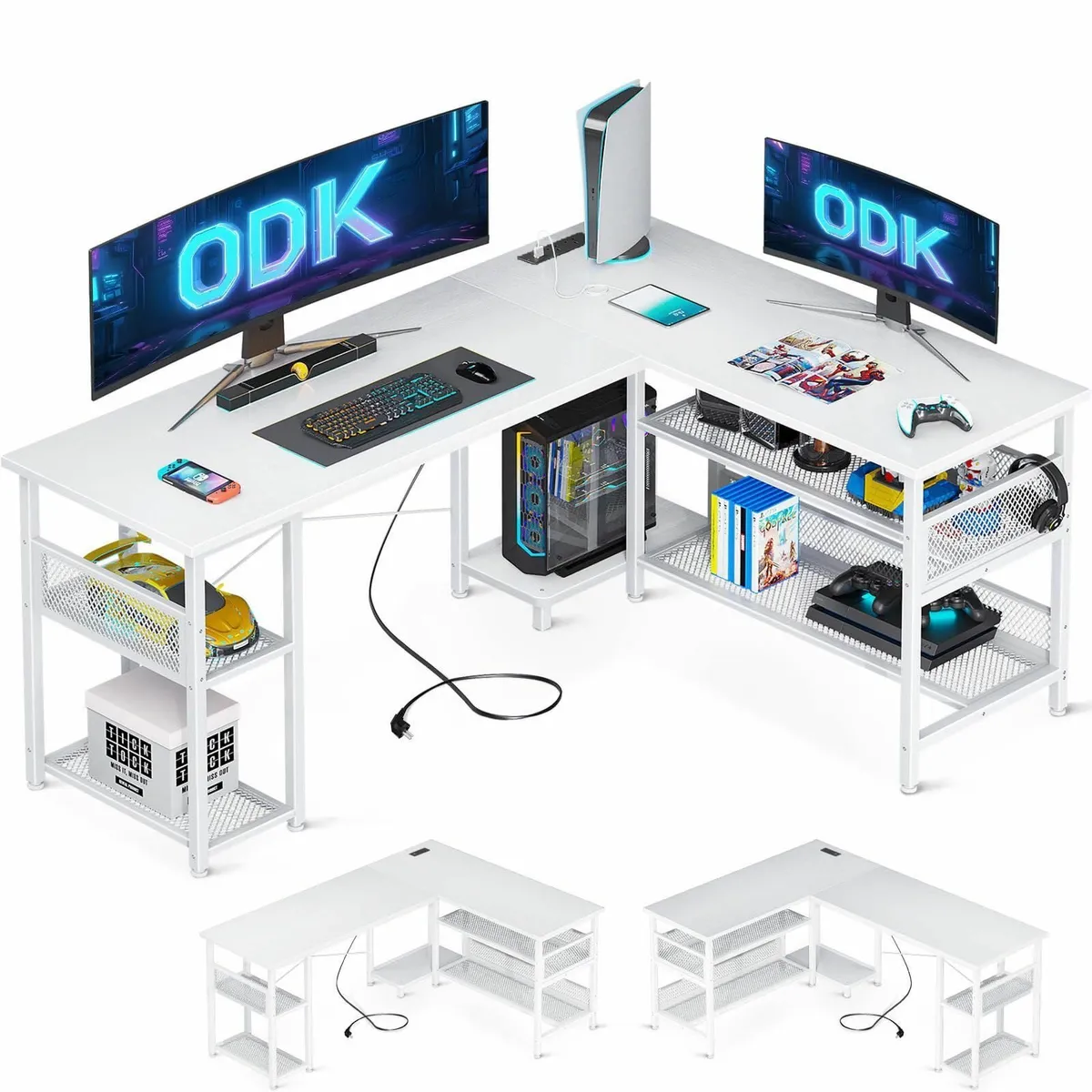 L Shaped Gaming Desk 150 x 102 cm Reversible Compu - Image 1