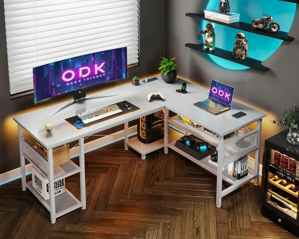 L Shaped Gaming Desk 150 x 102 cm Reversible Compu - Image 2