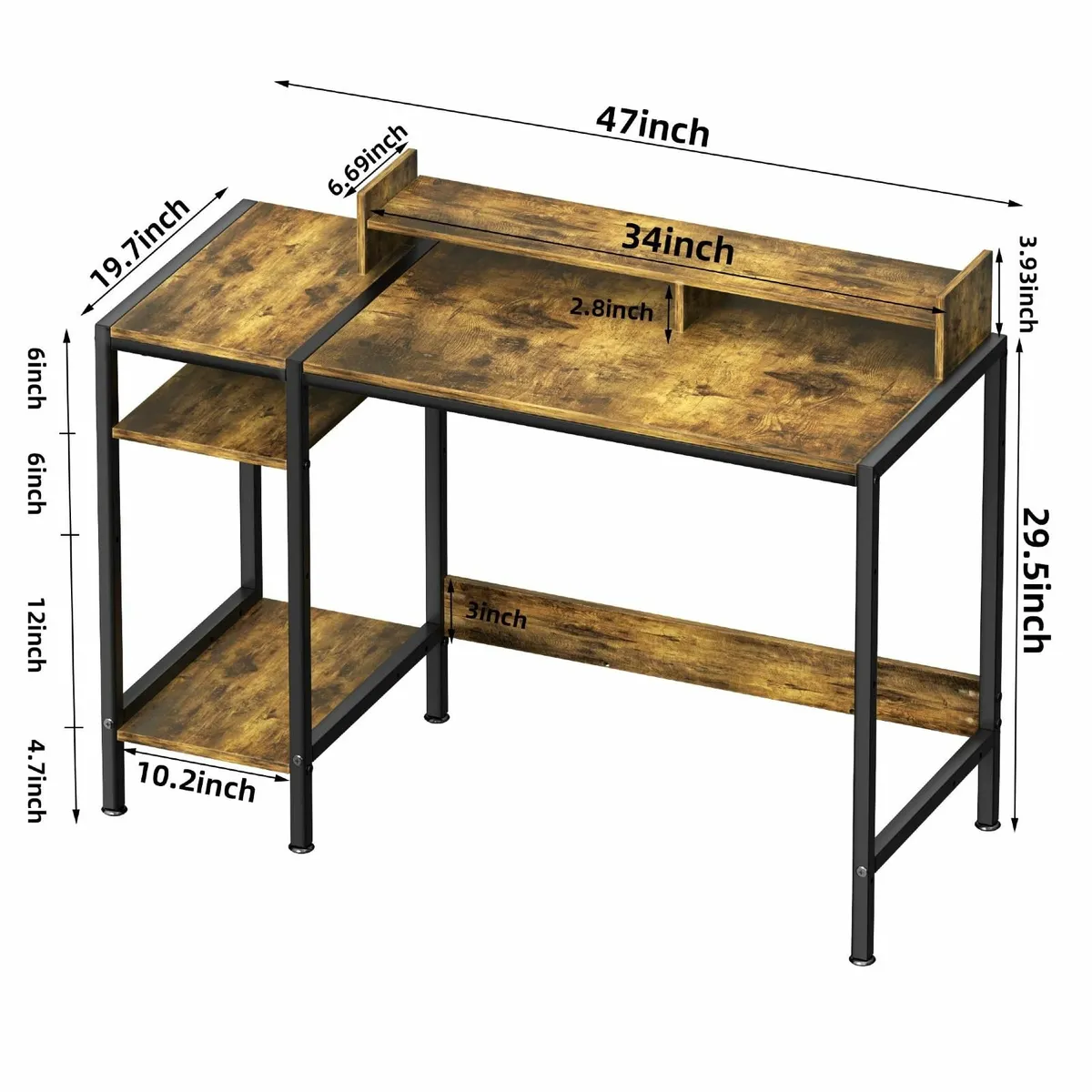 Gaming Computer Desk 120x50cm Home Office Storage - Image 2