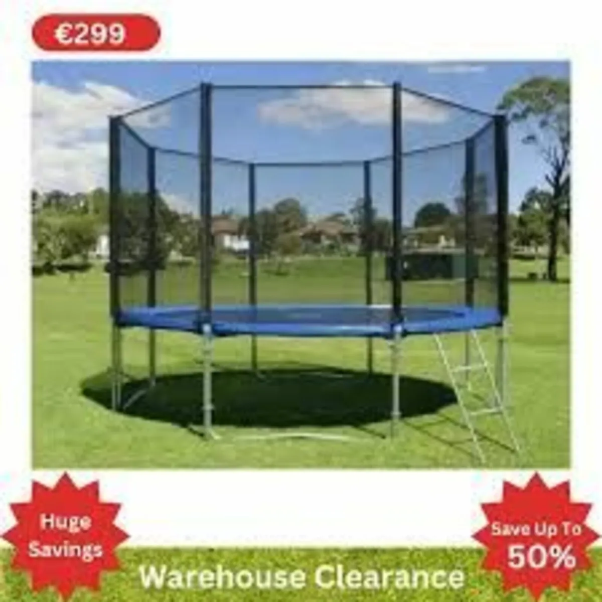 12ft Trampoline with ladder,net and Tie down kit - Image 1