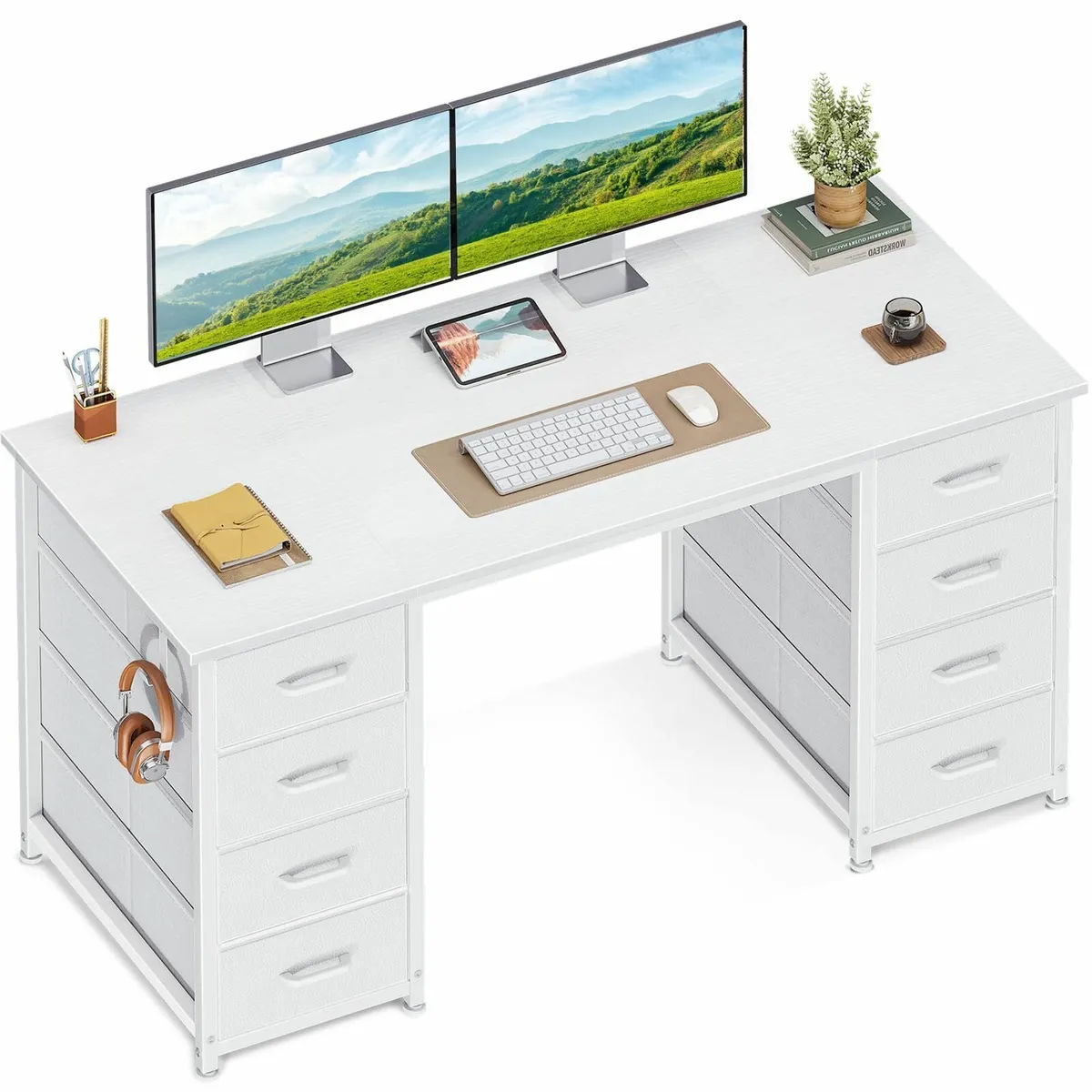Computer Desk Drawers 120x48cm Modern Office Stora - Image 1
