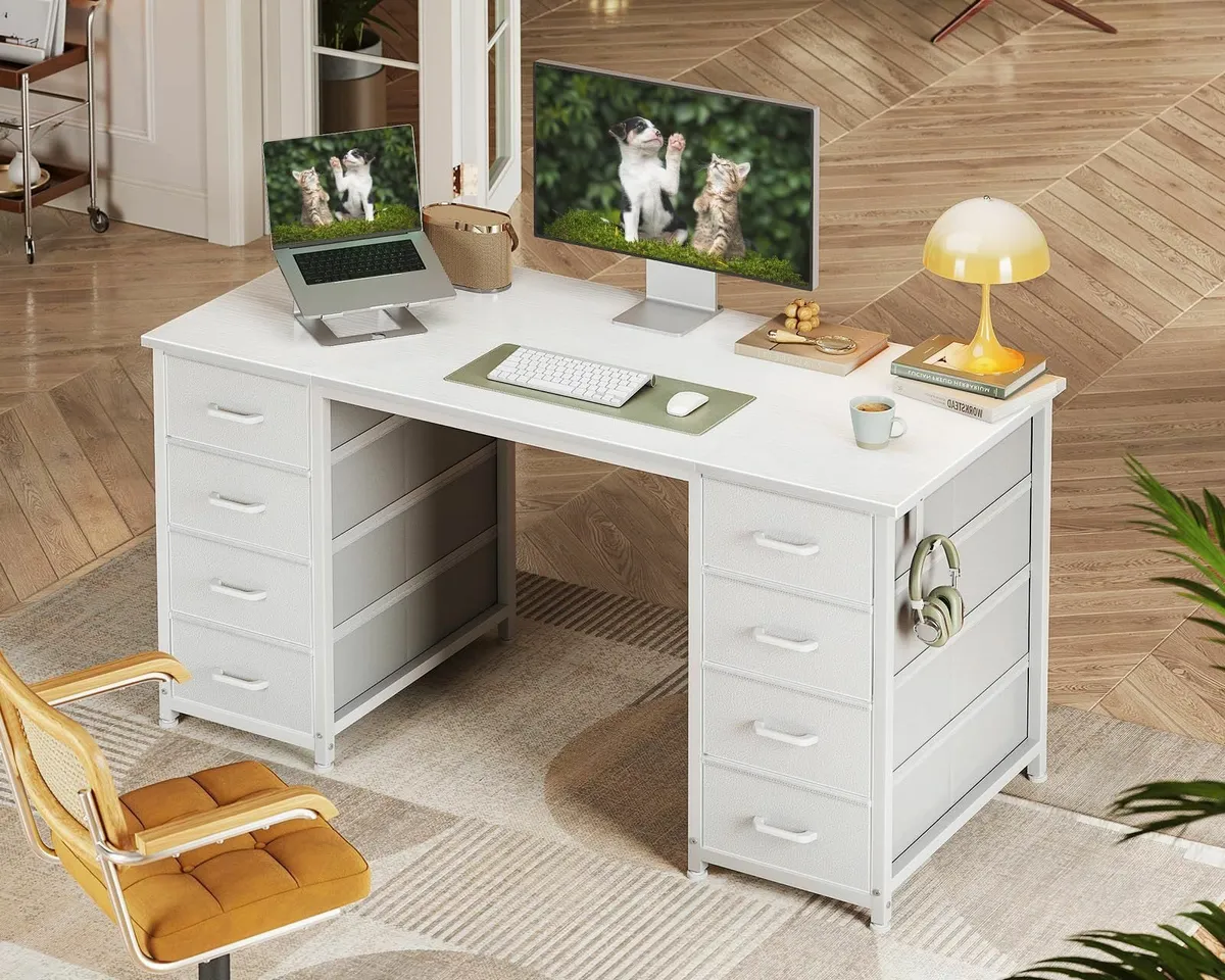 Computer Desk Drawers 120x48cm Modern Office Stora - Image 2