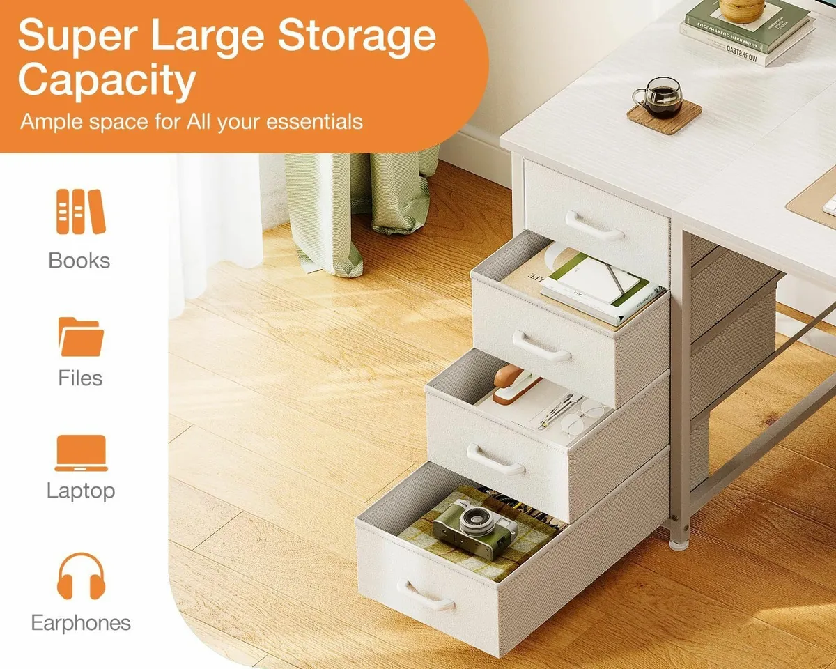 Computer Desk Drawers 120x48cm Modern Office Stora - Image 4