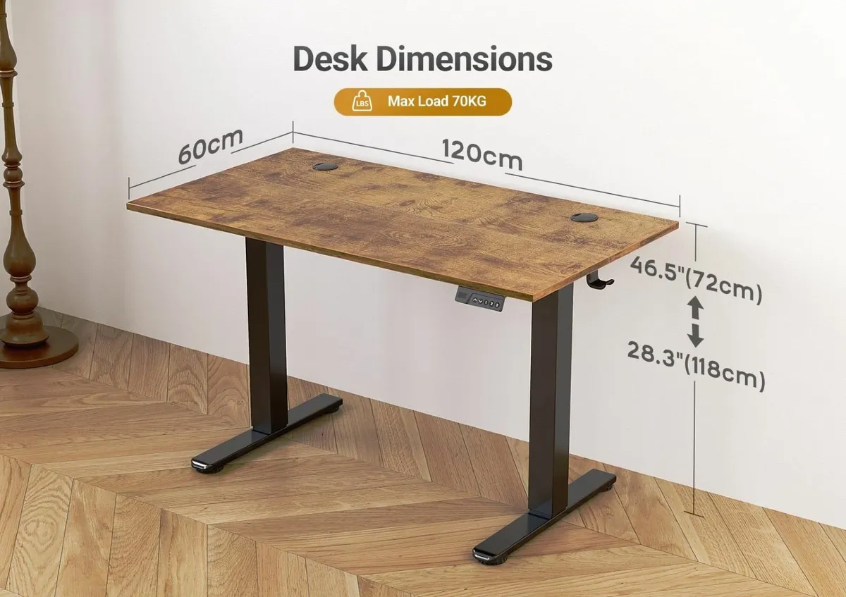 Standing Desk Electric Adjustable 120x60cm Sit Sta - Image 3