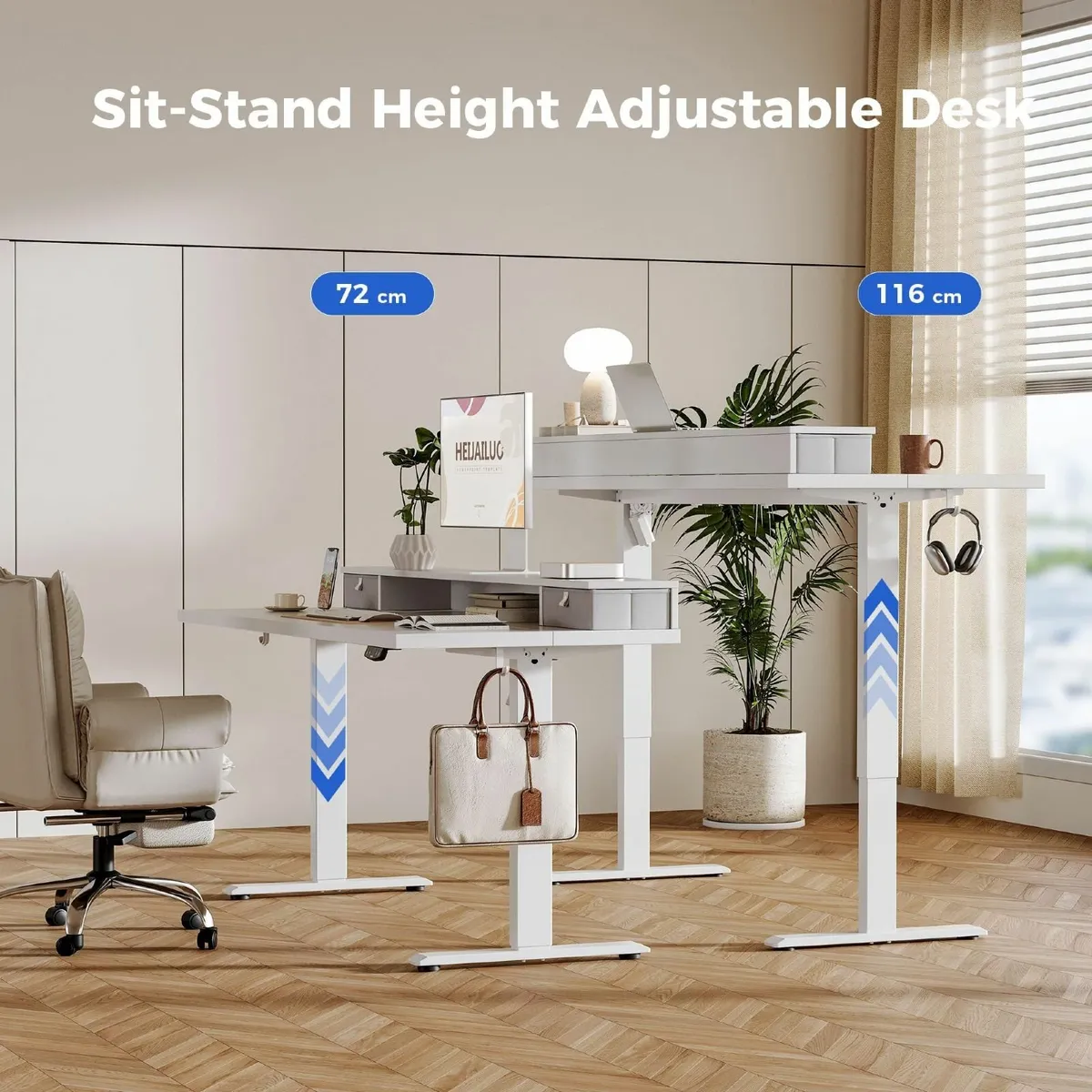 Electric Adjustable Height Desk 2 Drawers 100 x 60 - Image 3